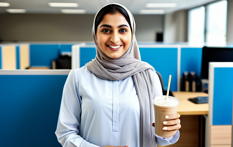 **

"A busy professional woman in a modest shalwar kameez, holding a meal replacement shake in a modern office setting. She is smiling slightly, looking directly at the viewer. The background is a blurred office environment with desks and computers. fully clothed, appropriate attire, safe for work, perfect anatomy, natural proportions, professional photography, high quality, family-friendly."

**